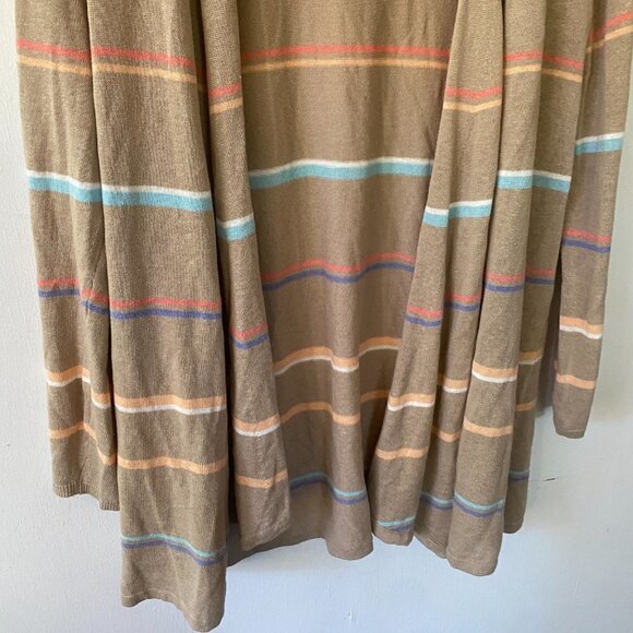 J.Jill Cardigan Womens Small Sweater Striped Open Front Linen Blend Long Line - Picture 4 of 8